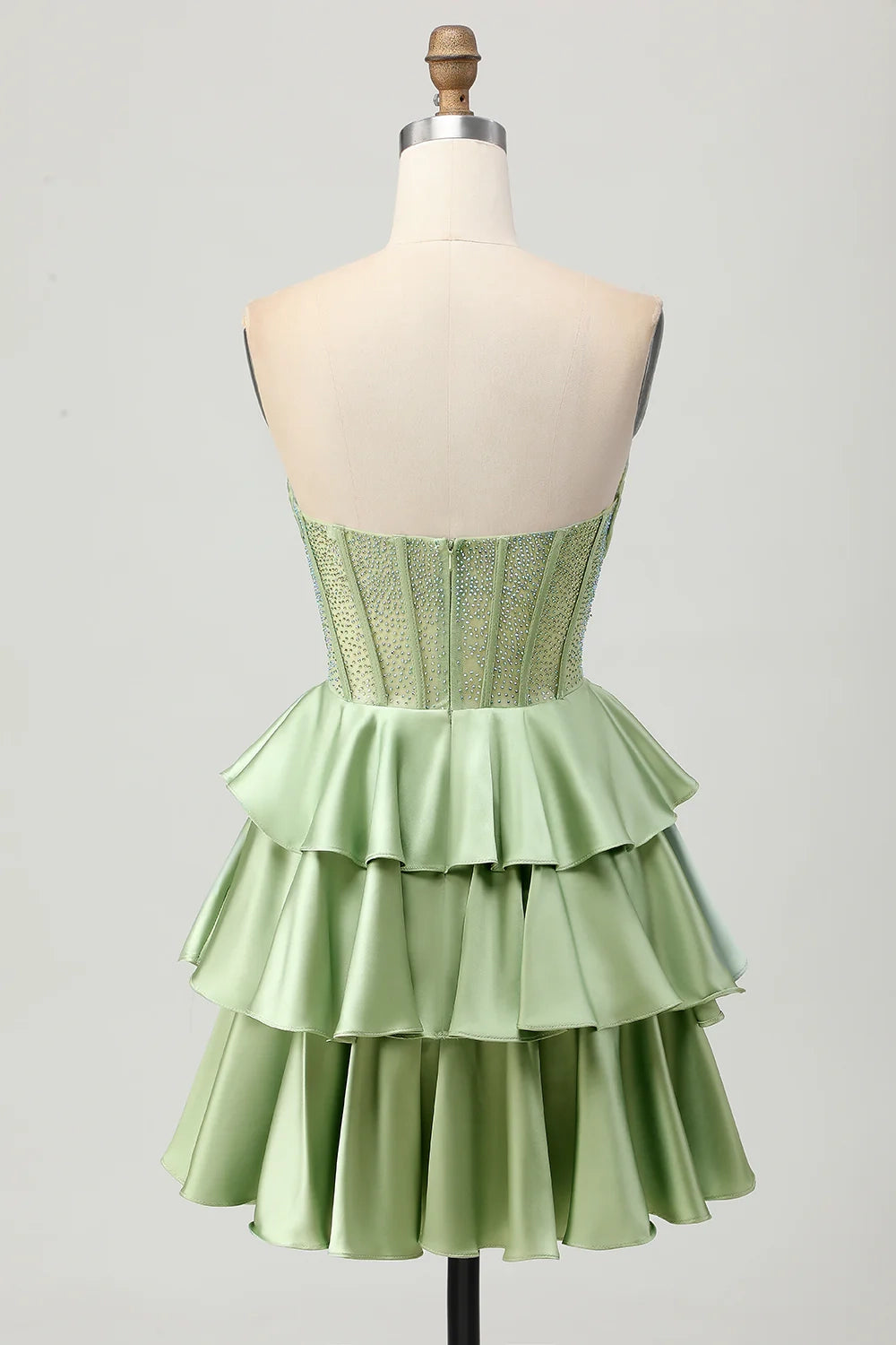 DingJi Wedding Shiny Tight corset with ruffled edges and off shoulder short bead Homecoming Dresses
